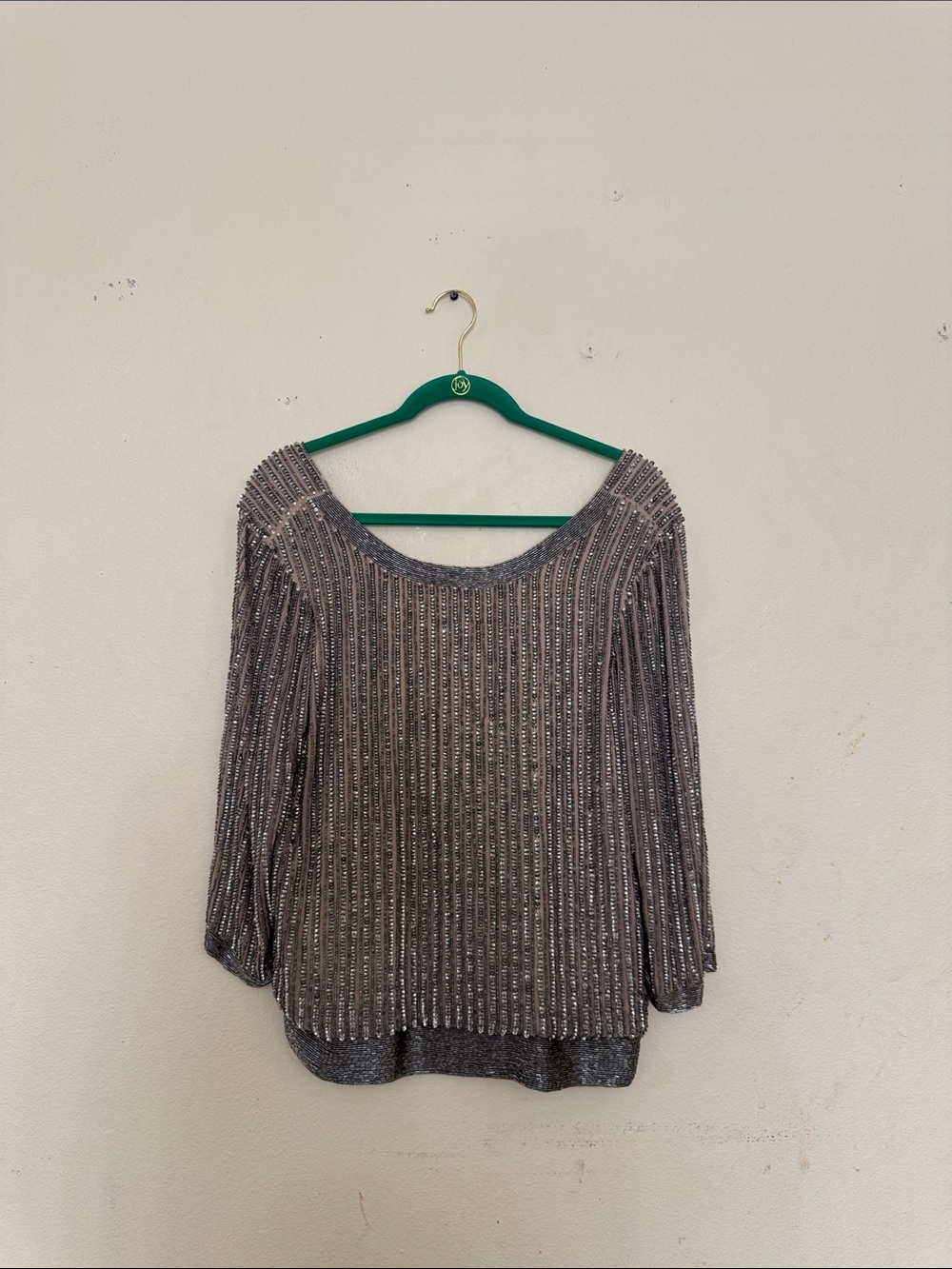 Parker Silver-Beaded Scoop Neck Blouse